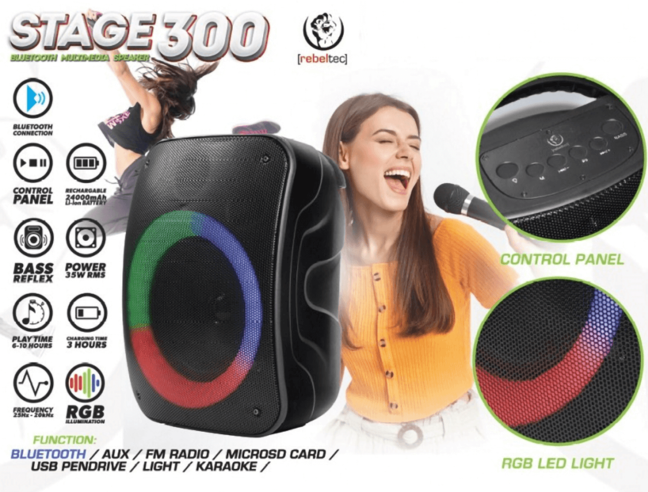 Alcatel 3 2019 kompatibilis bluetooth hangszóró Rebeltec Stage 300