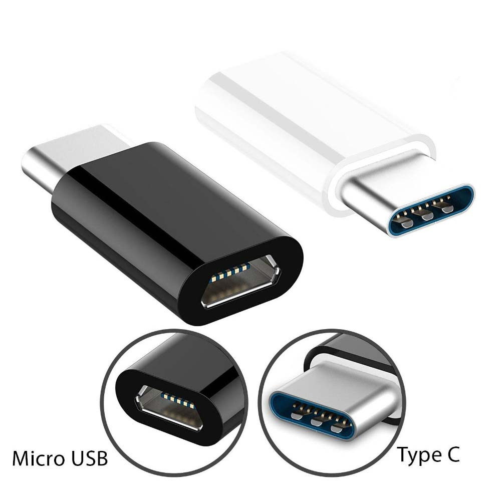 Huawei P Smart Plus 2019 átalakító adapter micro USB csatlakozóról TYPE-C csatlakozóra fekete