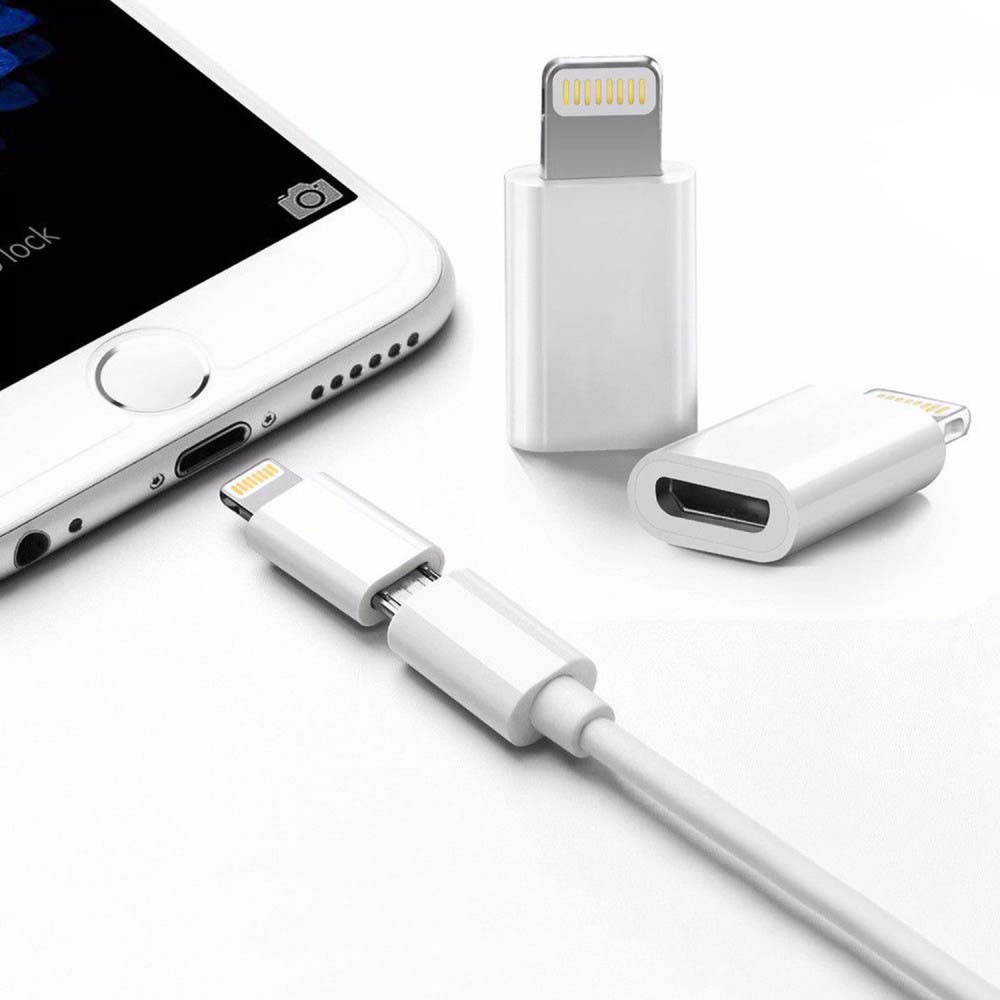 Nokia 7 Plus átalakító adapter micro USB csatlakozóról Lightning csatlakozóra fehér