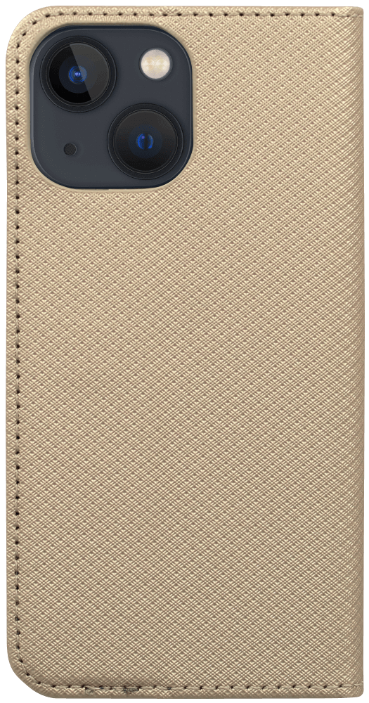 Apple iPhone 13 Mini oldalra nyíló flipes bőrtok rombusz mintás arany