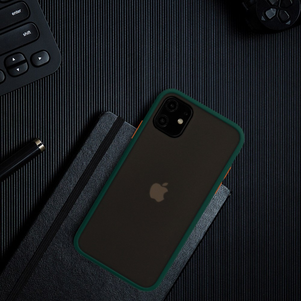 Xiaomi Redmi 9 kemény hátlap Vennus Button Bumper sötétzöld