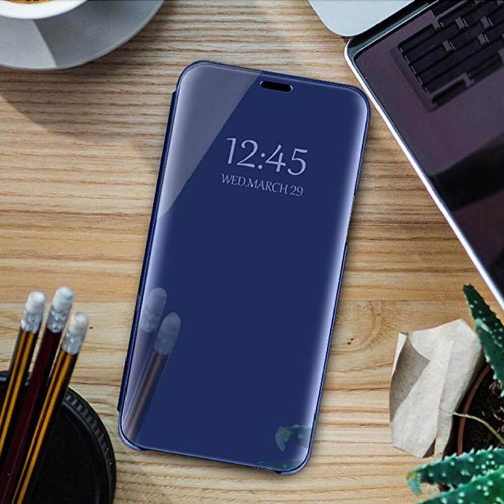 Samsung Galaxy A20s (SM-A207F) oldalra nyíló flipes bőrtok Smart View Cover kék