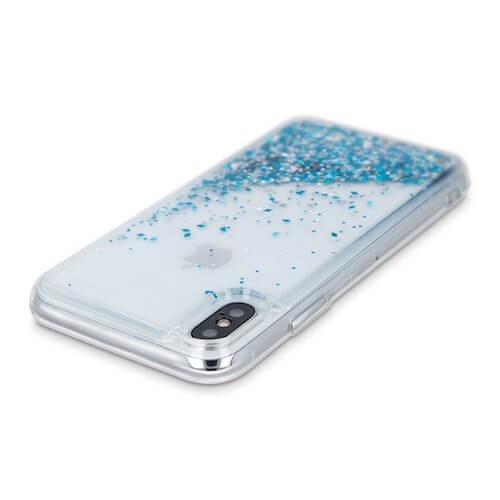 Huawei P30 Lite szilikon tok gyári Liquid Sparkle kék/ezüst