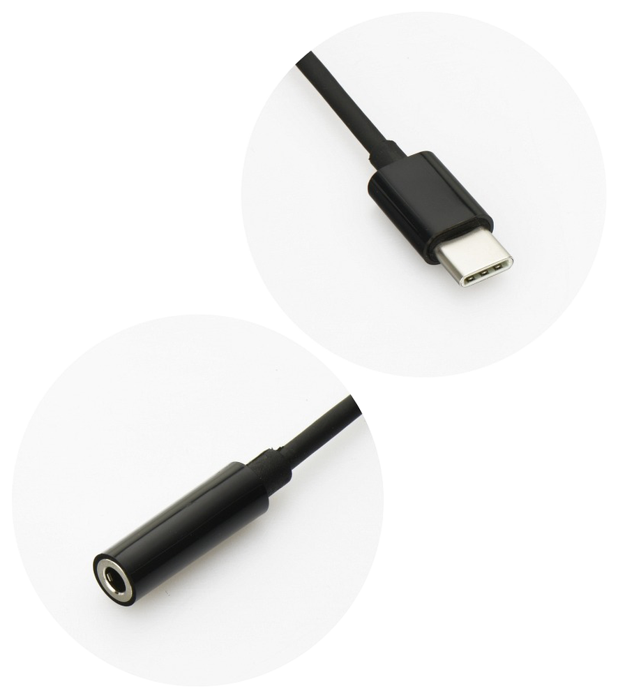 Huawei P10 átalakító adapter 3,5mm Jack csatlakozóról TYPE-C csatlakozóra fekete