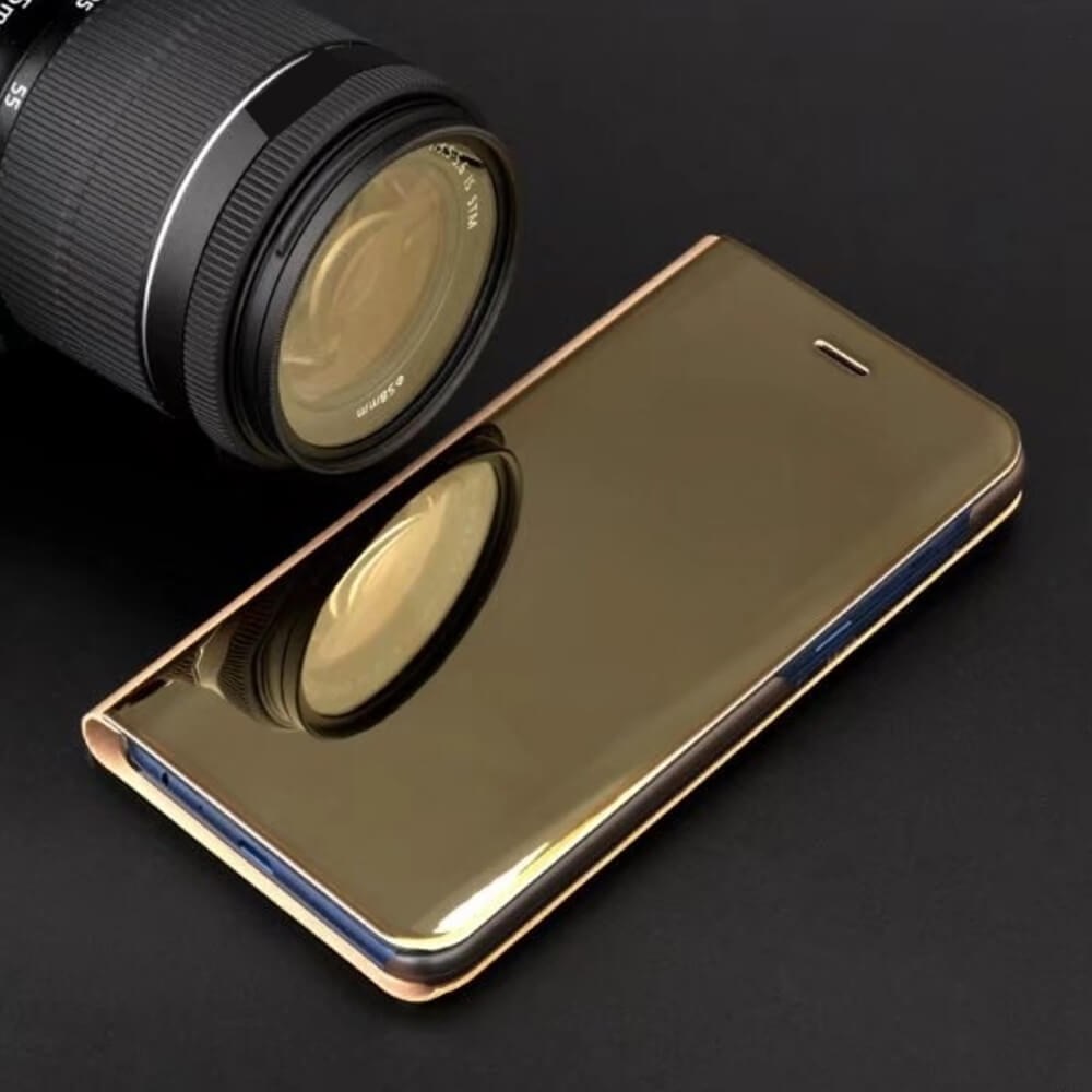 Xiaomi Mi 9T Pro oldalra nyíló flipes bőrtok Smart Clear View arany