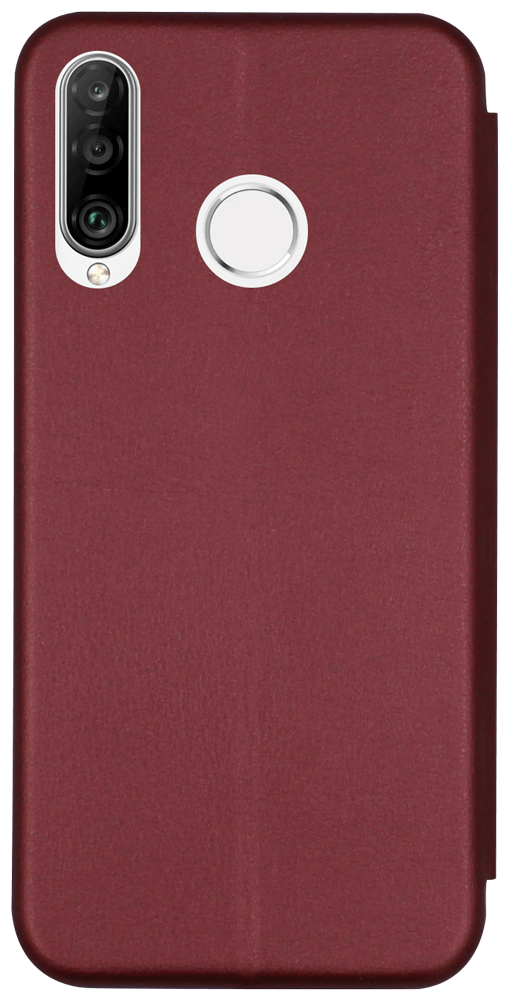 Huawei P30 Lite oldalra nyíló mágneses flipes bőrtok prémium minőség bordó