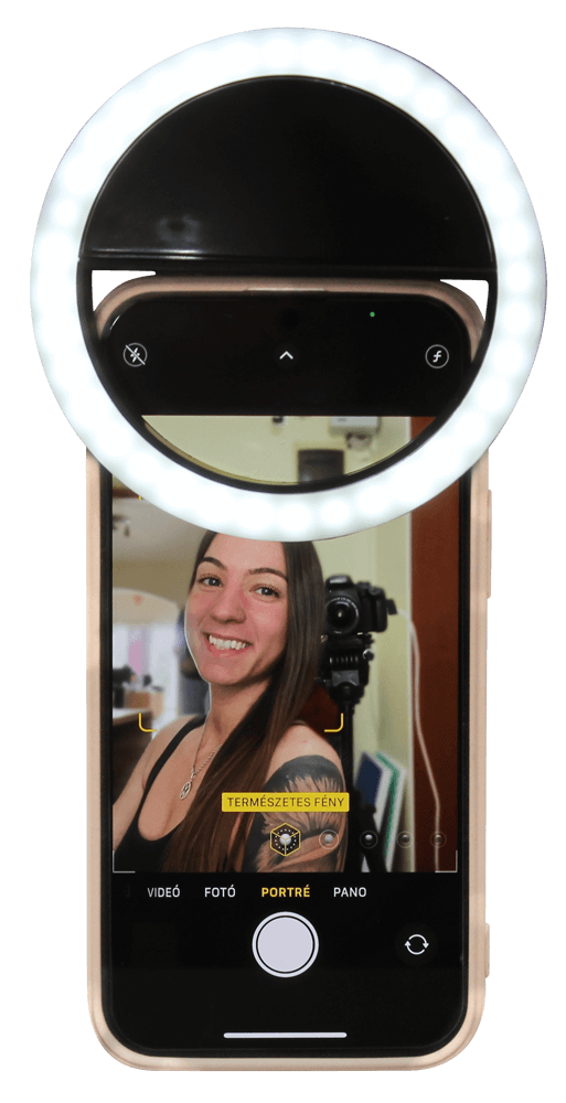 Apple iPhone 12 Mini kompatibilis Ring Light telefonra rögzíthető szelfi lámpa