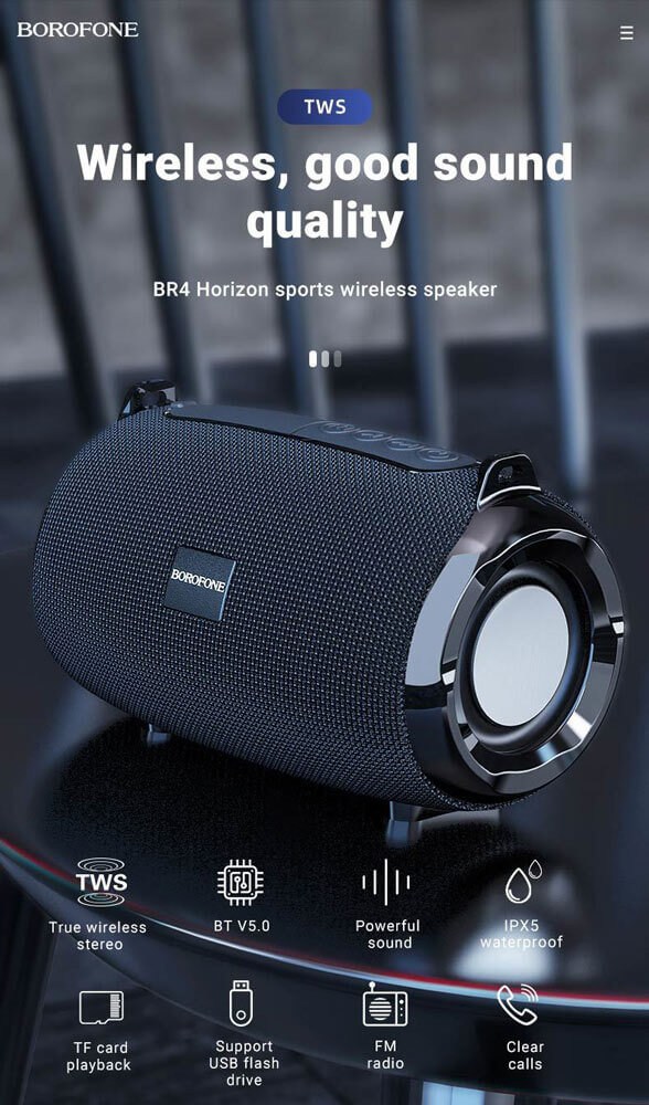 LG Q6 kompatibilis Borofone Bluetooth hangszóró fekete