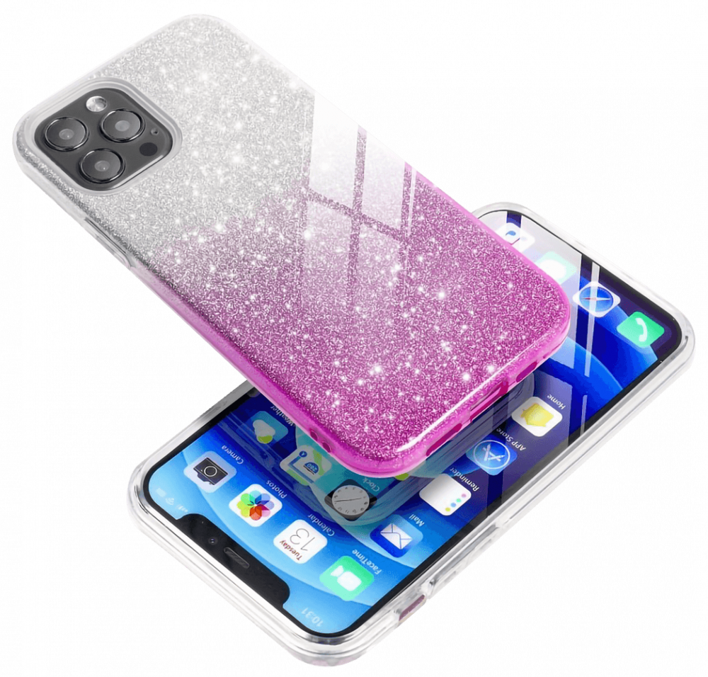 Samsung Galaxy A72 4G (SM-A725F) szilikon tok csillogó hátlap rózsaszín/ezüst