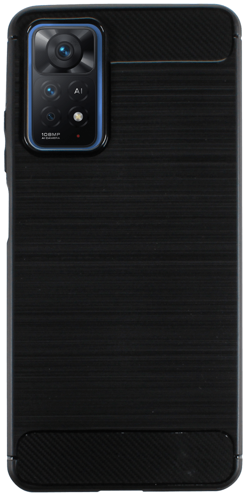 Xiaomi Redmi Note 11 Pro 5G ütésálló szilikon tok szálcsiszolt-karbon minta légpárnás sarok fekete