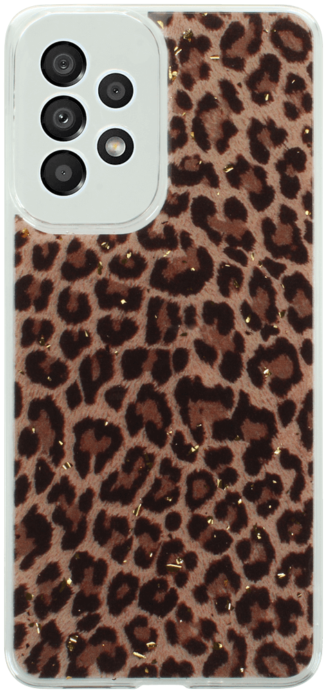 Samsung Galaxy A33 5G (SM-A336) kemény hátlap kameravédővel Gold Glam Leopard