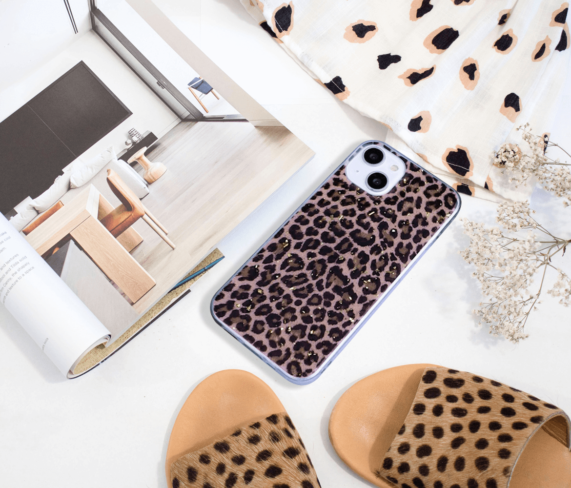 Samsung Galaxy A33 5G (SM-A336) kemény hátlap kameravédővel Gold Glam Leopard