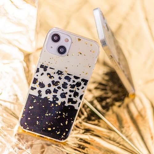 Samsung Galaxy A33 5G (SM-A336) kemény hátlap kameravédővel Gold Glam Leopard