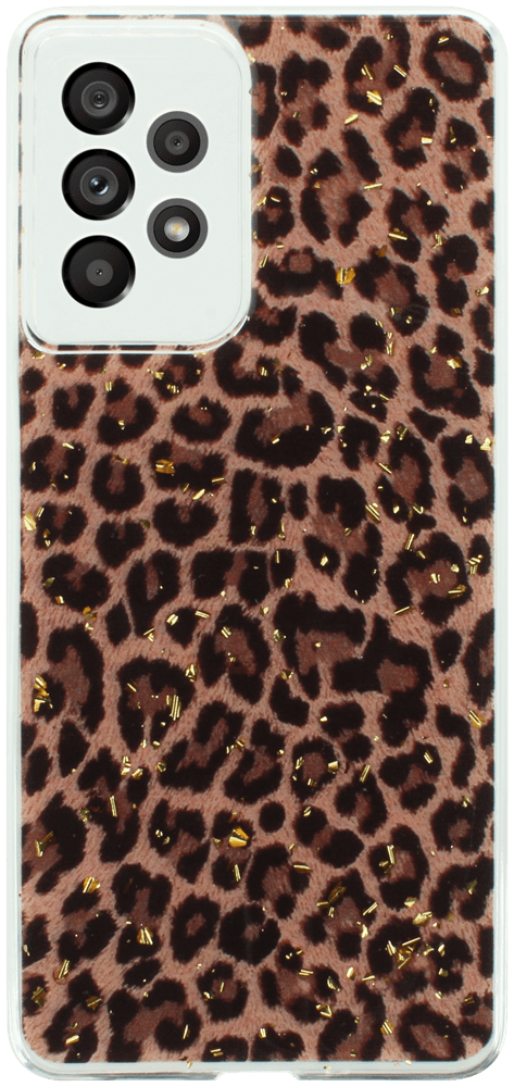 Samsung Galaxy A73 5G (SM-A736B) kemény hátlap kameravédővel Gold Glam Leopard