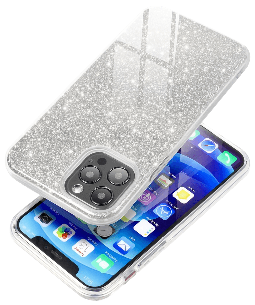 Apple iPhone 15 szilikon tok csillogó hátlap ezüst