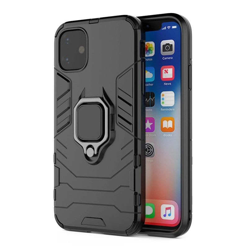 Apple iPhone 15 Pro Max ütésálló tok légpárnás sarkas, hibrid Ring Armor fekete