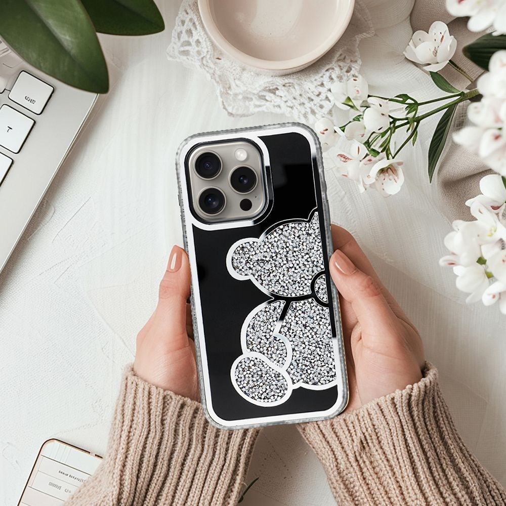 TEDDY BEAR Tok iPhone 12/ 12 Pro-hoz Ezüst Színben – Elegancia és Védelem Egyben