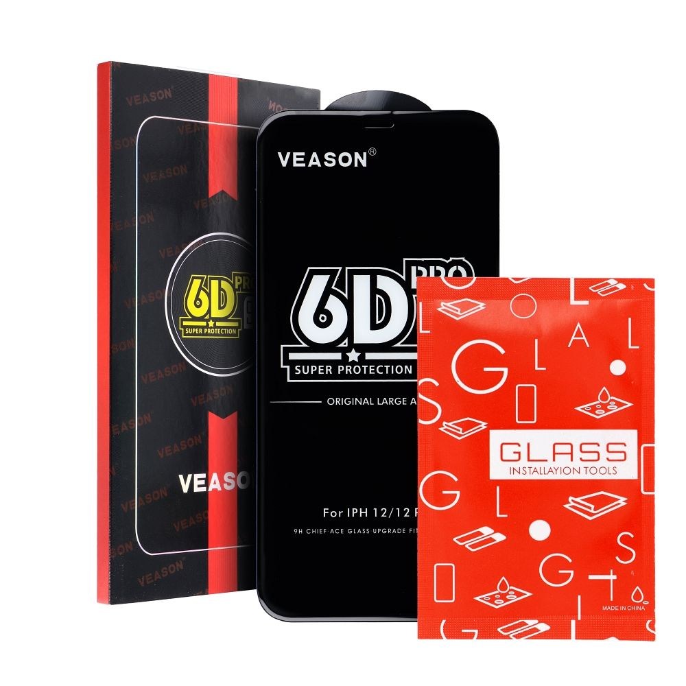 6D Pro Veason Glass – iPhone 15 Pro Max-hoz, Fekete Kerettel