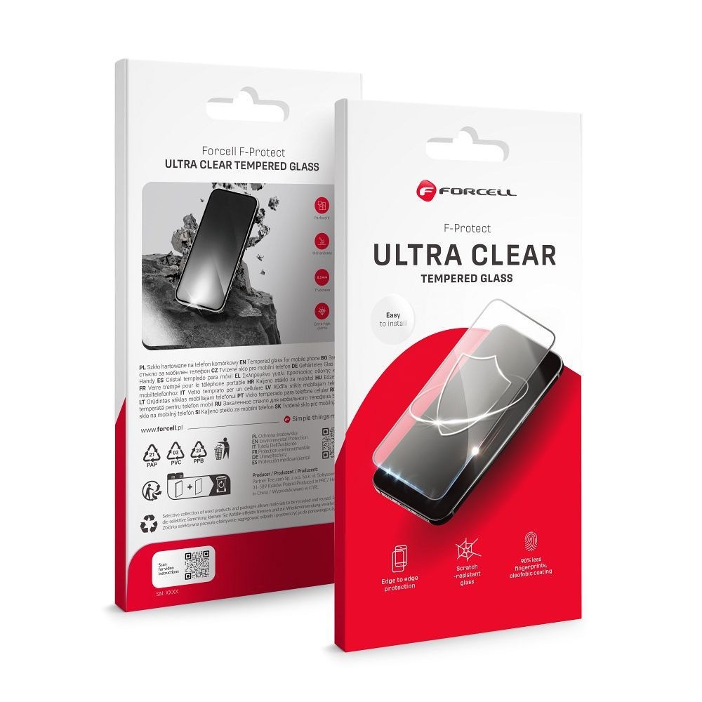 Forcell Ultra Clear Glass – iPhone 15 Pro Max-hoz, Fekete Színű kerettel